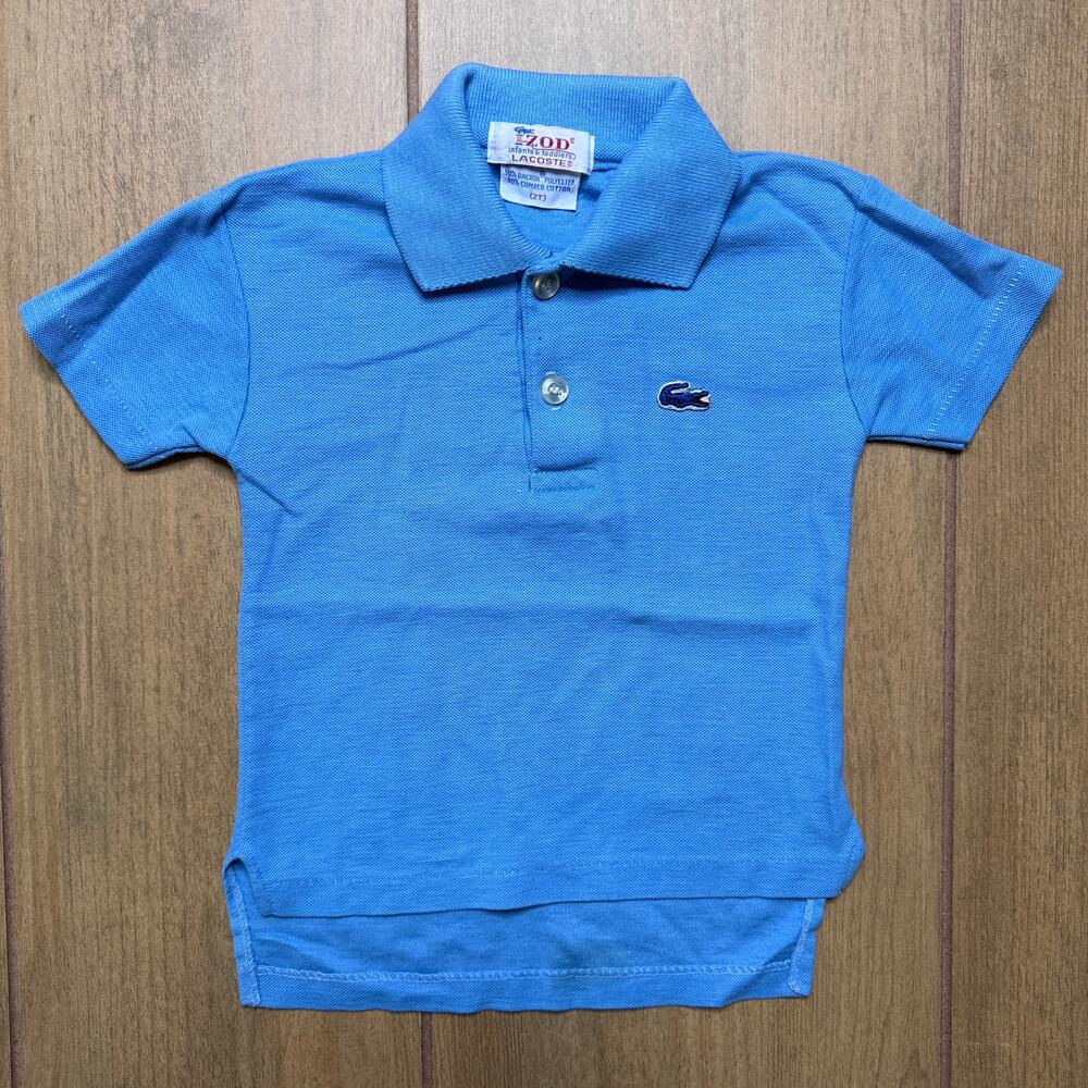 Vintage IZOD Lacoste Toddler Polo Shirt - Blue Short Sleeve Alligator Logo - 2T